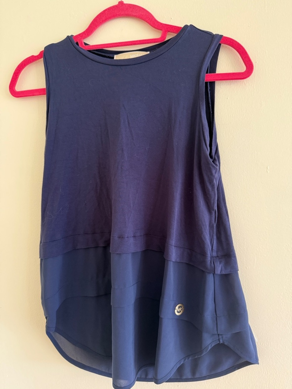 Michael Kors Dark Navy Layered Sleeveless Tank